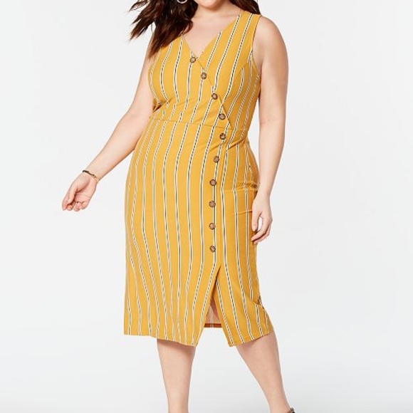 Derek Heart Dresses & Skirts - NWOT Yellow Planet Gold Striped Midi Dress